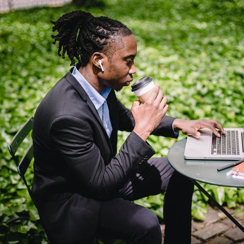 Consultant in a green environment representing professionalism